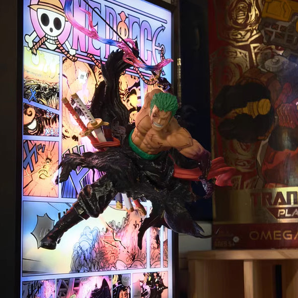 One Piece Roronoa Zoro LED Light Figure-Out 3d Manga Painting Room Decor 32*44cm