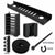 Black KOKO pegboard cable management kit on white, showing seven accessory types with quantity labels for 20 cable guides, 6 cable combs, and 10 bonus zip ties.