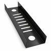 Black KOKO cable management tray with seven elongated slots and two round openings on a white background.