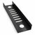 Black KOKO cable management tray with seven elongated slots and two round openings on a white background.