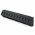 Black KOKO charging adapter storage rail with eleven rectangular slots on a white background.