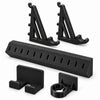KOKO Life Companion black pegboard organizer kit with two tablet brackets, phone holder, smartwatch charging puck holder and adapter rail on white.