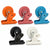 Five magnetic photo clips in orange, rose, blue, black and white on a white background.