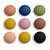 Nine round photo magnets in muted colors arranged in a three-by-three grid on a white background.